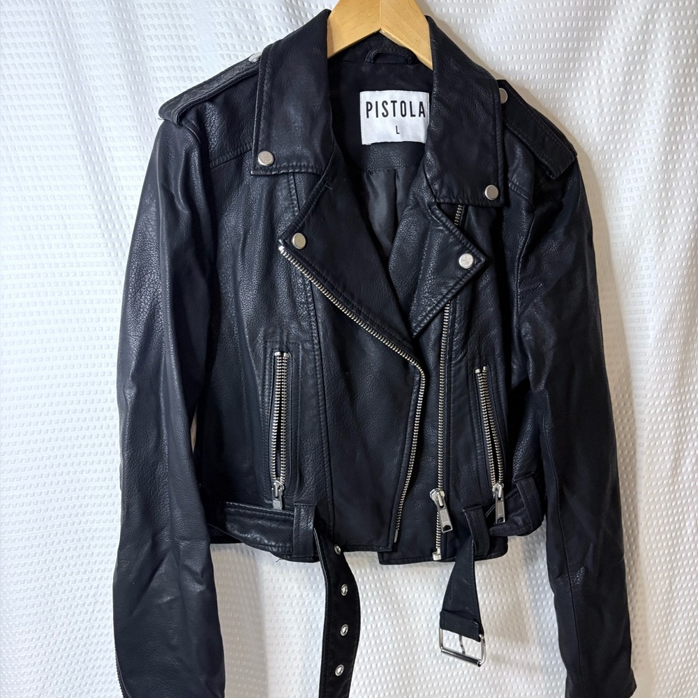 Pistola Midnight Black Faux Leather Jacket